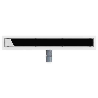 Shower Drain Glass Cover with 360° Siphon Black 70 cm