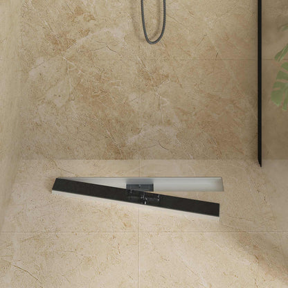 Shower Drain with Glass Cover Black 80 cm Stainless Steel 304