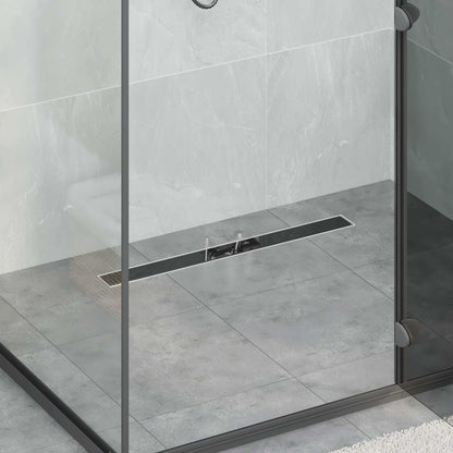 Shower Drain with Glass Cover Black 70 cm Stainless Steel 304