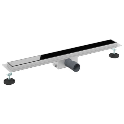 Shower Drain with Glass Cover Black 70 cm Stainless Steel 304
