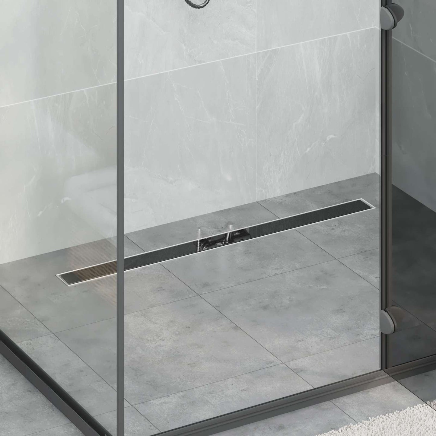 Shower Drain with Glass Cover Black 100 cm Stainless Steel 304