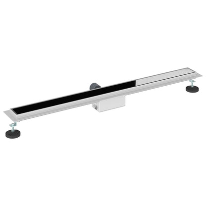 Shower Drain with Glass Cover Black 100 cm Stainless Steel 304