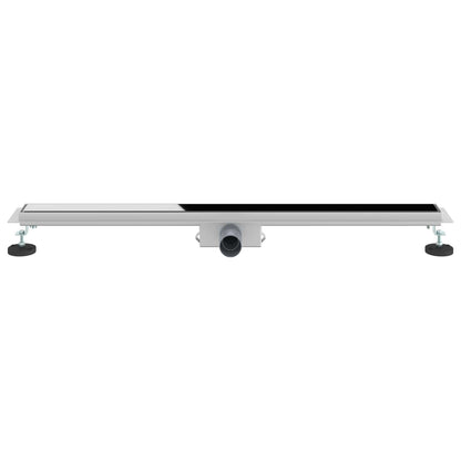 Shower Drain with Glass Cover Black 100 cm Stainless Steel 304