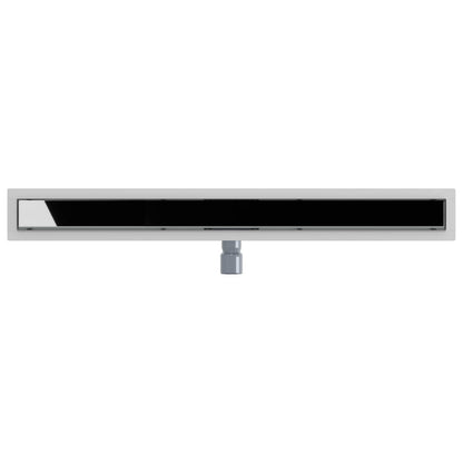 Shower Drain with Glass Cover Black 100 cm Stainless Steel 304