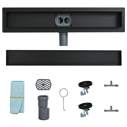 Shower Drain 2-in-1 with 360° Siphon Black 50 cm