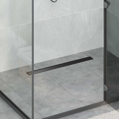 2 in 1 Shower Drain Black 70 cm Stainless Steel 304