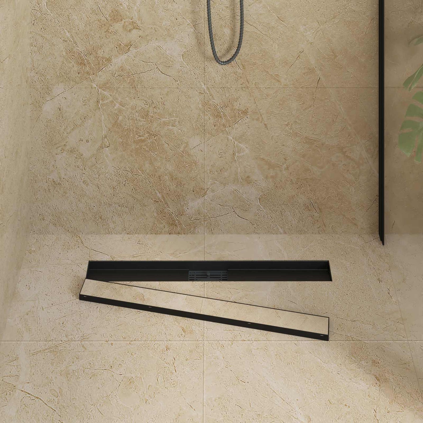 2 in 1 Shower Drain Black 70 cm Stainless Steel 304