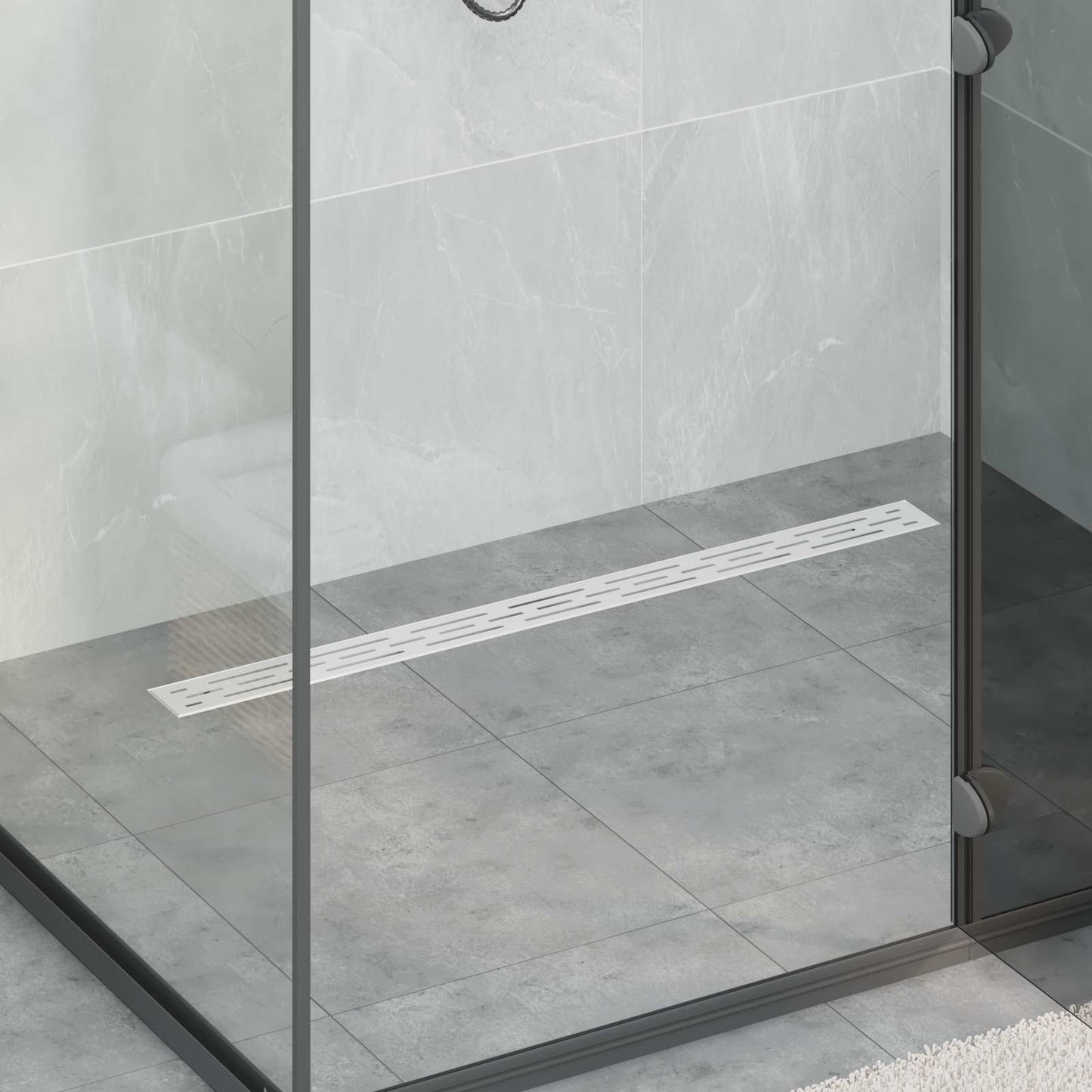 Shower Drain Line Design with 360° Siphon Silver 90 cm
