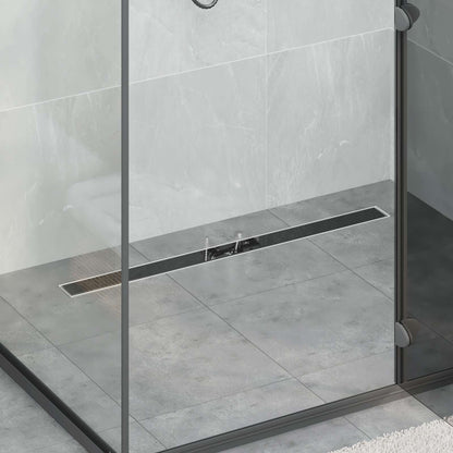 Shower Drain with Glass Cover Black 90 cm Stainless Steel 304
