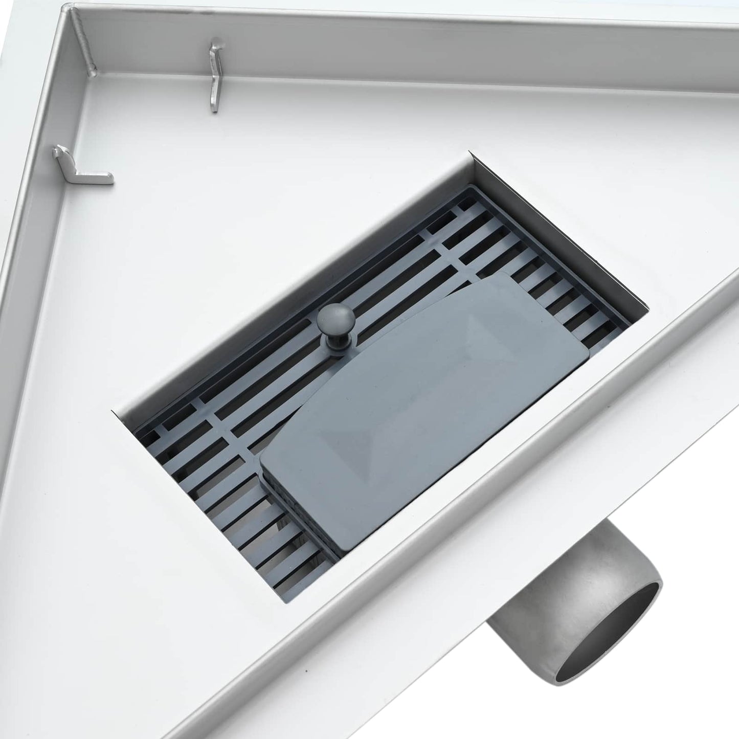 2 in 1 Triangle Shower Drain Silver 32 x 32 x 7.5 cm