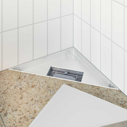 2 in 1 Triangle Shower Drain Silver 32 x 32 x 7.5 cm