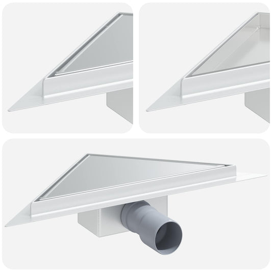 2 in 1 Triangle Shower Drain Silver 25 x 25 cm