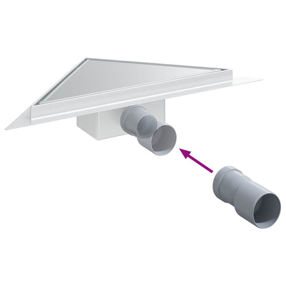 2 in 1 Triangle Shower Drain Silver 32 x 32 x 7.5 cm