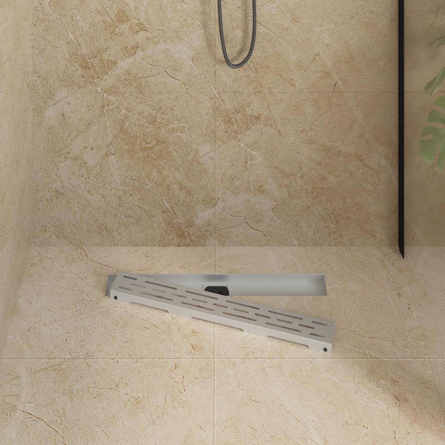Shower Drain Line Design with 360° Siphon Silver 60 cm