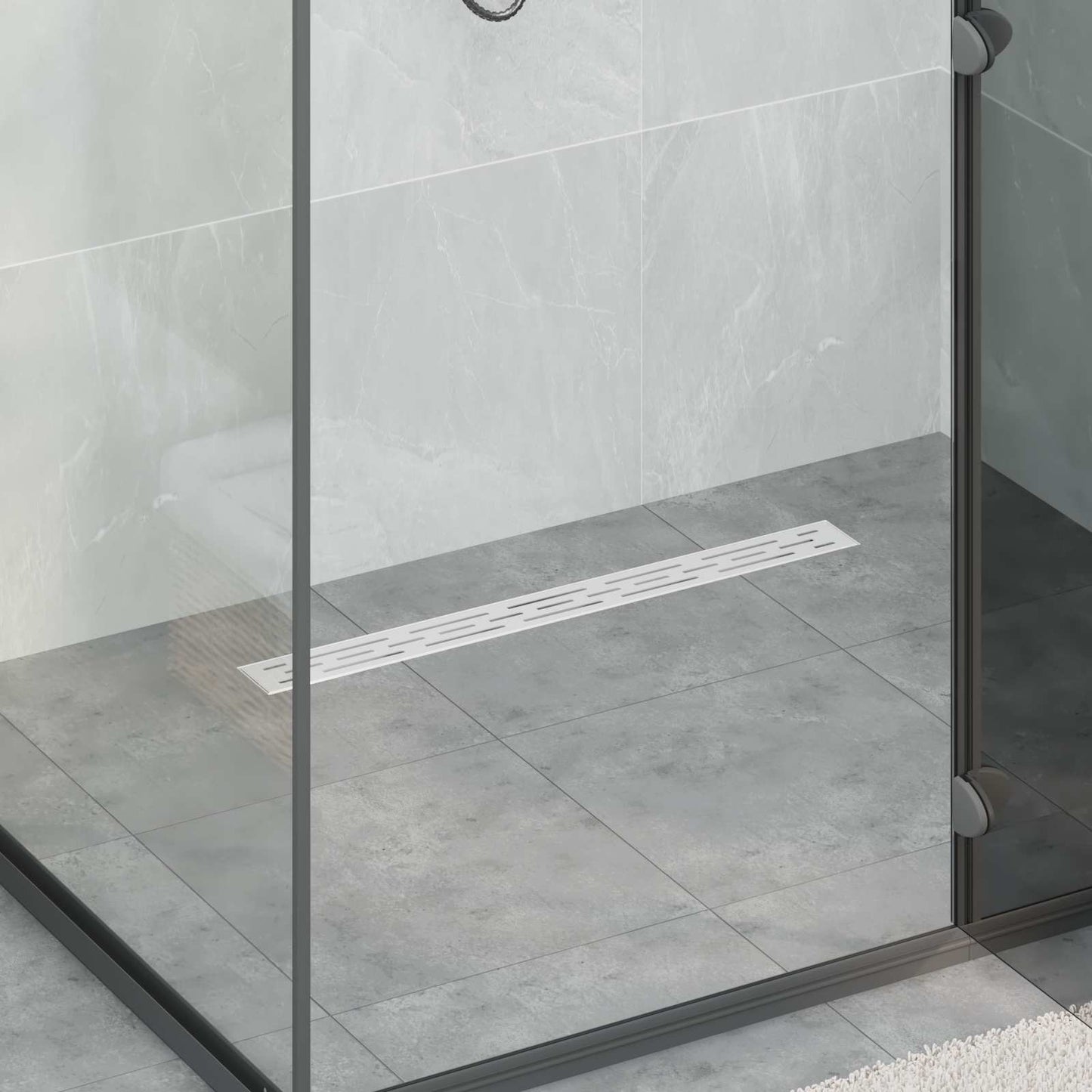 Shower Drain Line Design with 360° Siphon Silver 70 cm