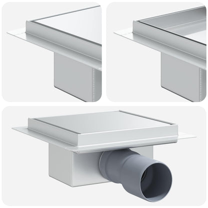 2 in 1 Shower Drain Silver 15 x 15 cm Stainless Steel 304