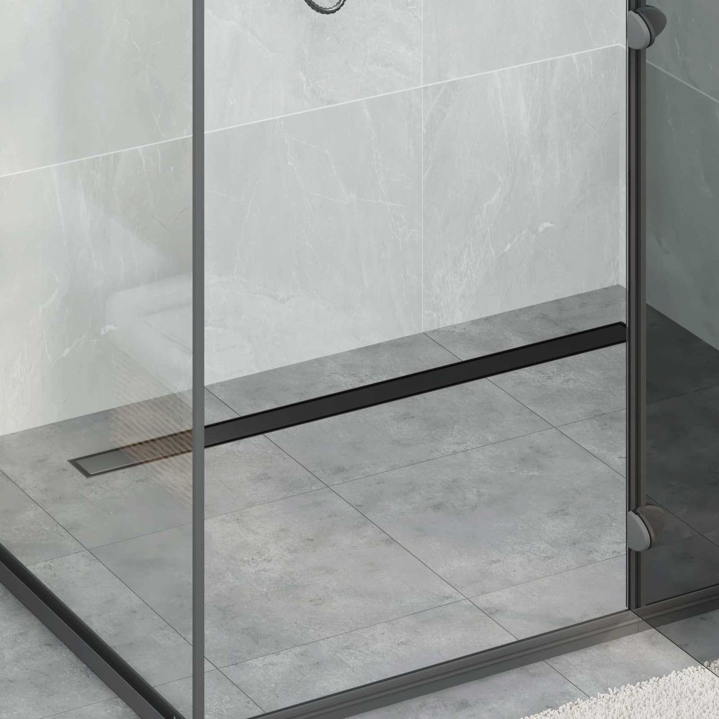 Shower Drain 2-in-1 with 360° Siphon Black 100 cm