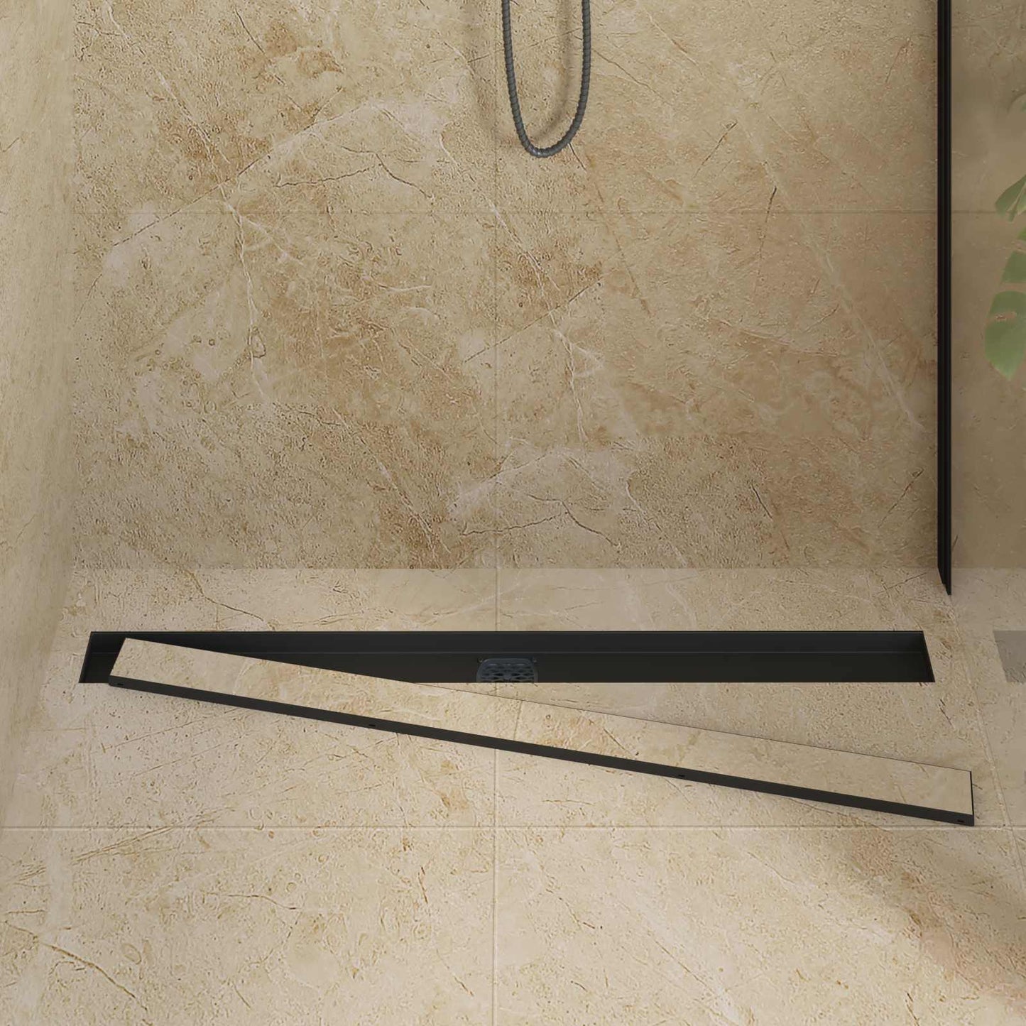 Shower Drain 2-in-1 with 360° Siphon Black 100 cm