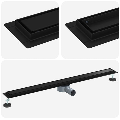 Shower Drain 2-in-1 with 360° Siphon Black 100 cm