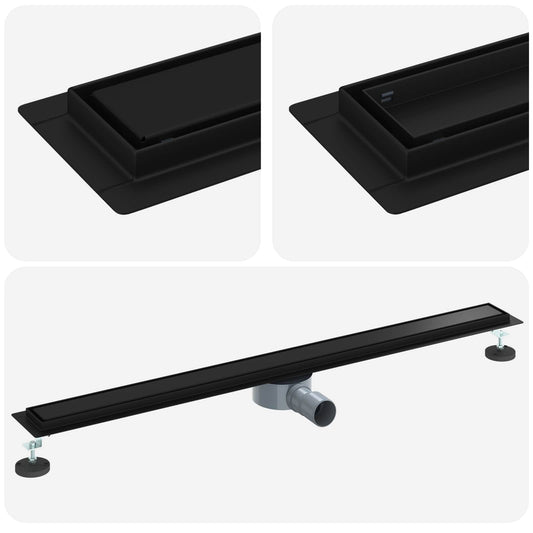 Shower Drain 2-in-1 with 360° Siphon Black 100 cm