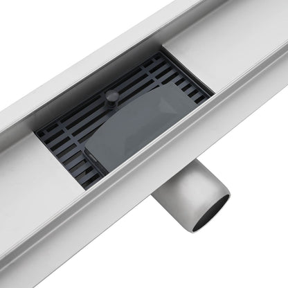Shower Drain with Line Design Silver 100 cm Stainless Steel 304