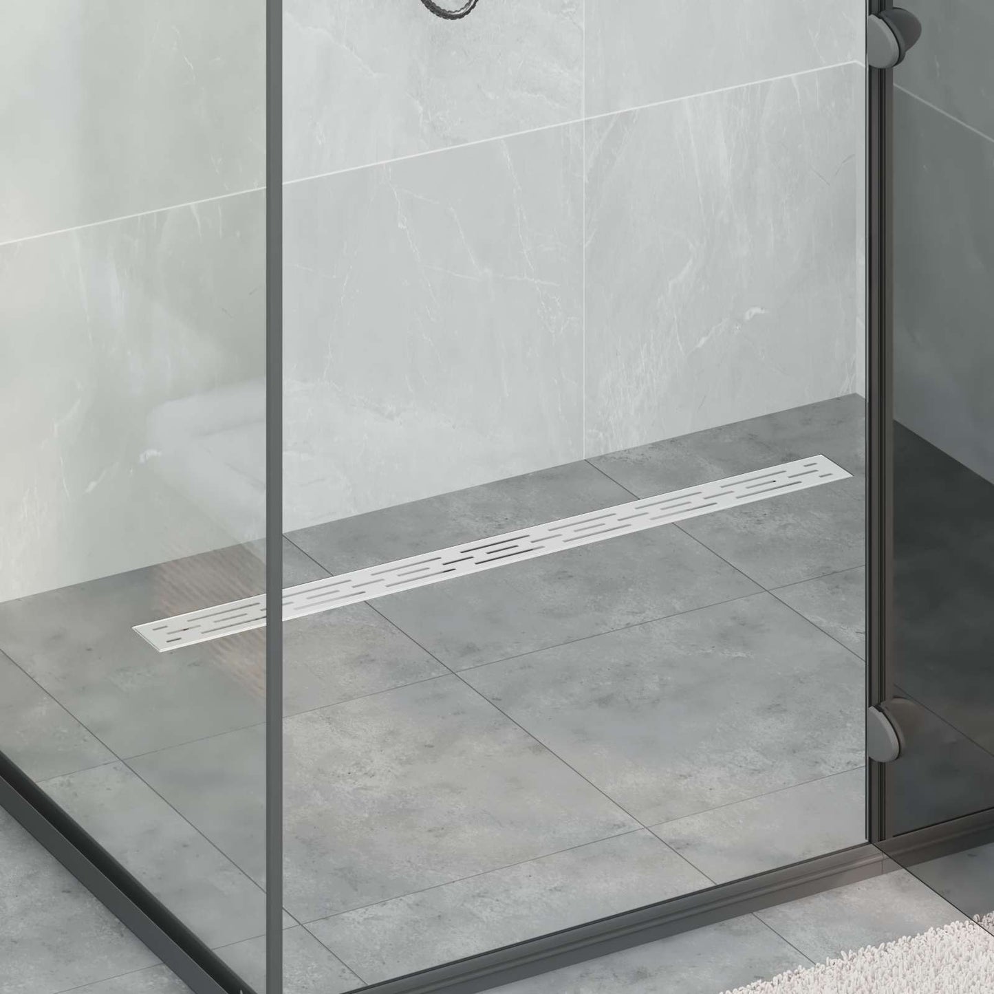 Shower Drain with Line Design Silver 100 cm Stainless Steel 304