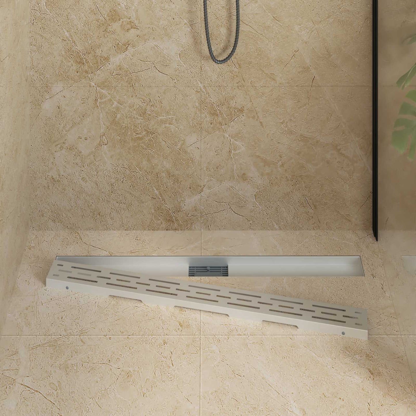 Shower Drain with Line Design Silver 100 cm Stainless Steel 304