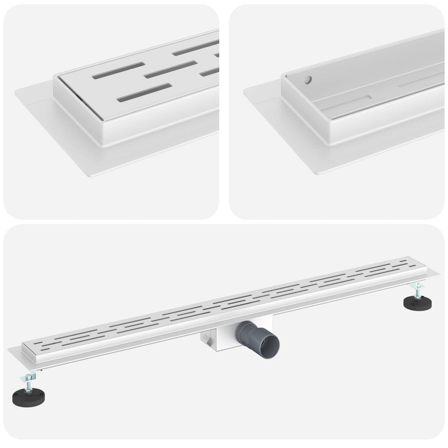 Shower Drain with Line Design Silver 100 cm Stainless Steel 304