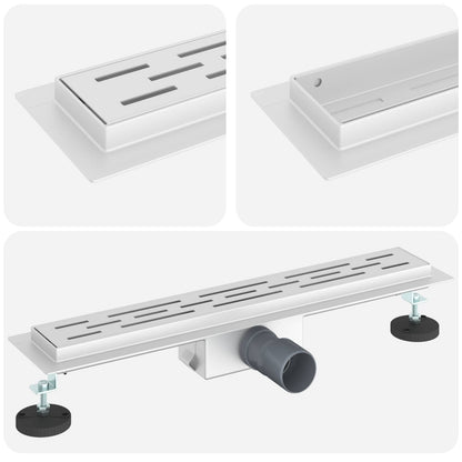 Shower Drain with Line Design Silver 60 cm Stainless Steel 304