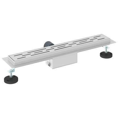 Shower Drain with Line Design Silver 60 cm Stainless Steel 304