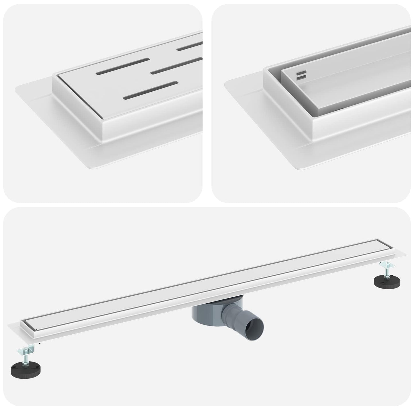 Shower Drain 2-in-1 with 360° Siphon Silver 90 cm