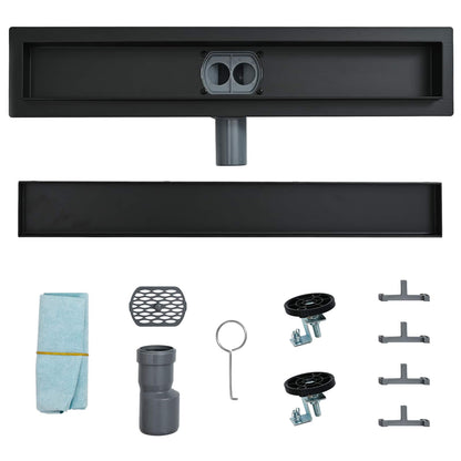 Shower Drain 2-in-1 with 360° Siphon Black 70 cm