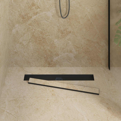 Shower Drain 2-in-1 with 360° Siphon Black 70 cm