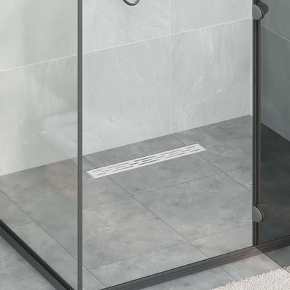 Shower Drain with Line Design Silver 50 cm Stainless Steel 304