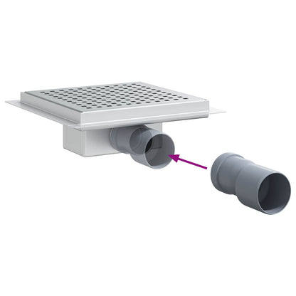 Dot Shower Drain Silver 20 x 20 cm Stainless Steel 304