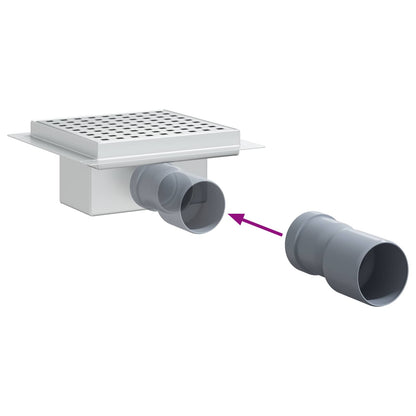 Dot Shower Drain Silver 15 x 15 cm Stainless Steel 304