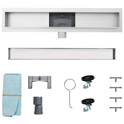 Shower Drain with Glass Cover Black 60 cm Stainless Steel 304