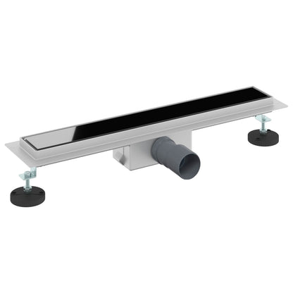 Shower Drain with Glass Cover Black 60 cm Stainless Steel 304