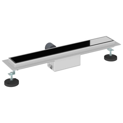 Shower Drain with Glass Cover Black 60 cm Stainless Steel 304