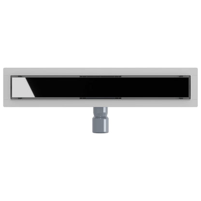 Shower Drain with Glass Cover Black 60 cm Stainless Steel 304