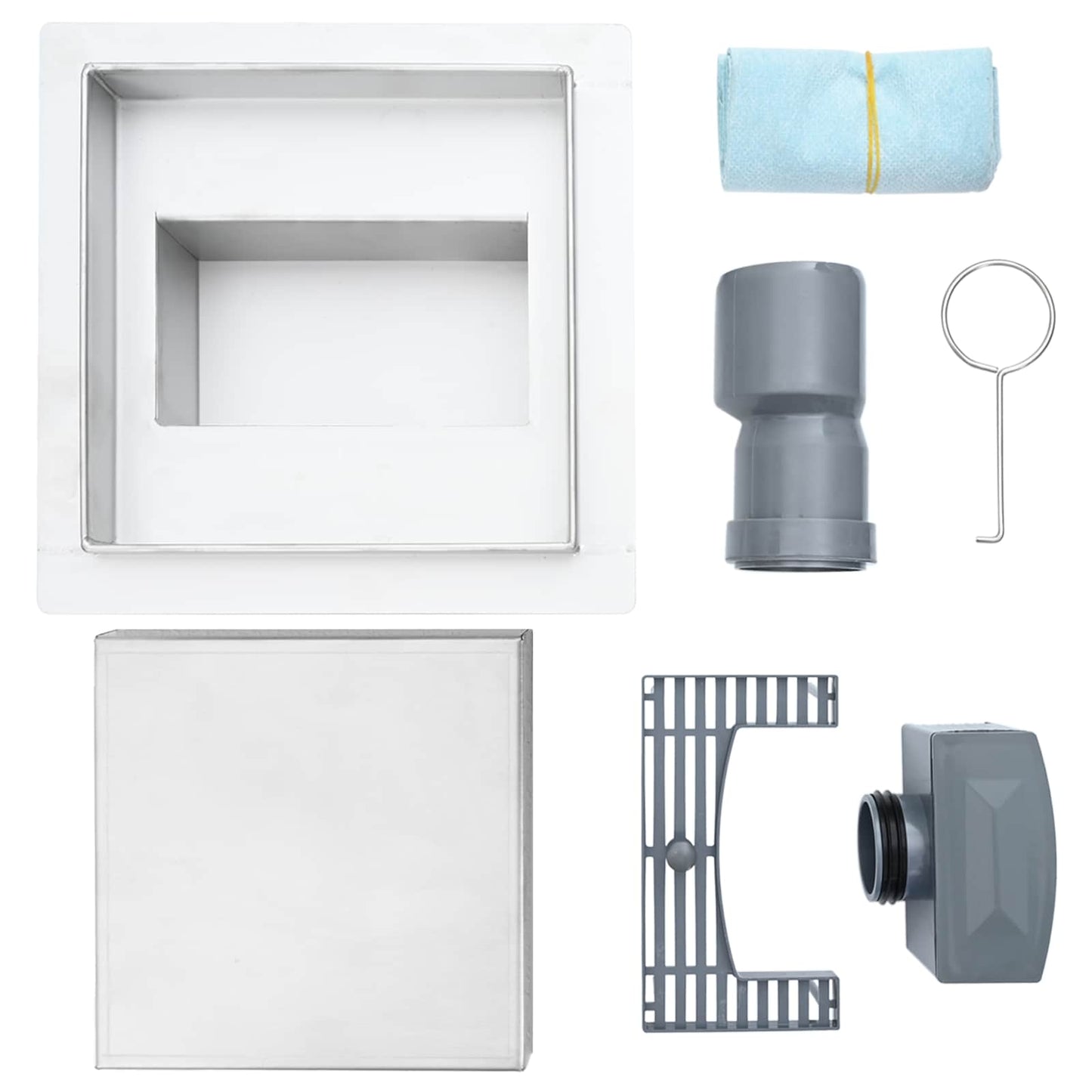 2 in 1 Shower Drain Silver 20 x 20 cm Stainless Steel 304