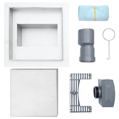 2 in 1 Shower Drain Silver 20 x 20 cm Stainless Steel 304