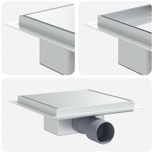 2 in 1 Shower Drain Silver 20 x 20 cm Stainless Steel 304