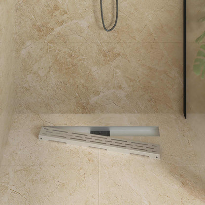 Shower Drain with Line Design Silver 80 cm Stainless Steel 304