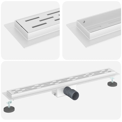 Shower Drain with Line Design Silver 80 cm Stainless Steel 304