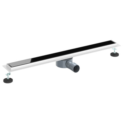 Shower Drain Glass Cover with 360° Siphon Black 80 cm