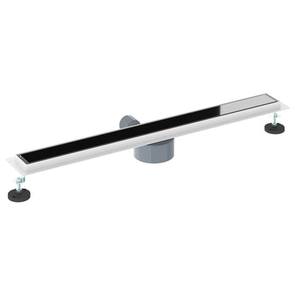 Shower Drain Glass Cover with 360° Siphon Black 80 cm