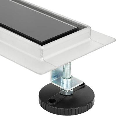 Shower Drain Glass Cover with 360° Siphon Black 50 cm