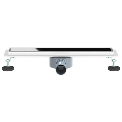 Shower Drain Glass Cover with 360° Siphon Black 50 cm