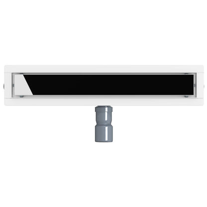 Shower Drain Glass Cover with 360° Siphon Black 50 cm